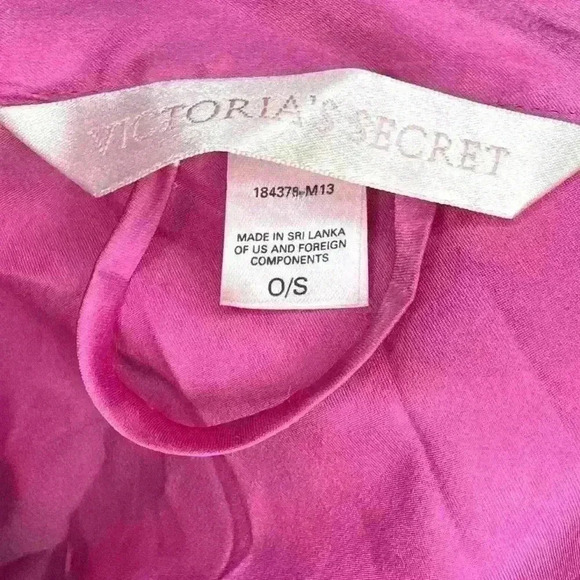 Victoria’s Secret Hot Pink Satin Robe With Beige Lace - Picture 10 of 10